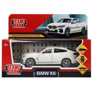 Машина металл BMW X6 длина 12 см, двери, багаж, инер, белый, кор. Технопарк X6-12-WH