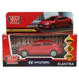 Машина металл HYUNDAI ELANTRA длина 12 см, двери, багаж, инер, красный, кор. Технопарк ELANTRA-12-RD