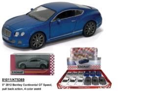 Машина металл. инерц. bentley continental gt speed в дисплее Kinsmart KT5369D