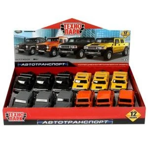 Машина металл land ROVER DEFENDER/HUMMER H2 PICKUP 12см,дв,баг,асс,дис. Технопарк DEFHUM2PICKUP-12DB12-MIX