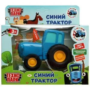 Модель металл свет-звук СИНИЙ ТРАКТОР длина 11 см, инерц, синий, кор. Технопарк BLUTRA-11SL-BU