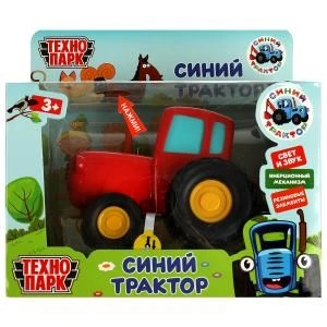 Модель металл свет-звук СИНИЙ ТРАКТОР длина 11 см, инерц, красный, кор. Технопарк BLUTRA-11SL-RD