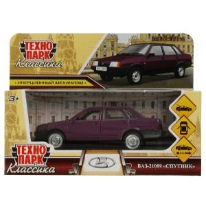 Машина металл LADA-21099 "СПУТНИК" 12 см, двер, баг, инерц, фиолетовый, кор. Технопарк 21099-12-PRL