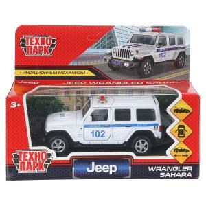 Машина металл JEEP WRANGLER SAHARA ПОЛИЦИЯ 12 см, двер, баг, ин, белый, кор. Технопарк SAHARA5D-12POL-WH