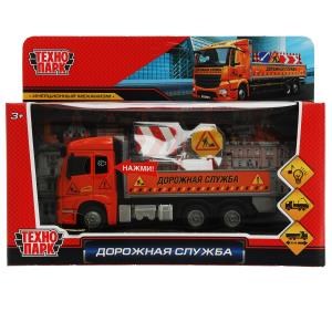 Машина металл свет-звук ДОРОЖНАЯ СЛУЖБА 20см, инерц, кузов, оранж, кор. Технопарк ZY931940-R