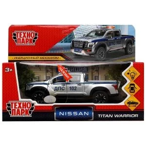 Машина металл свет-звук NISSAN TITAN ПОЛИЦИЯ 12,5 см, двери, баг, инер, кор. Технопарк TITAN-13SLPOL-SL