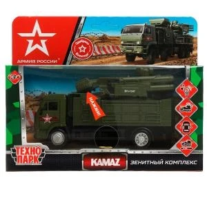 Машина металл свет-звук KAMAZ АРМИЯ РОССИИ 15 см, двер,.дет, кор. Технопарк KAMPANC-15SLARR-GN
