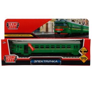 Модель металл ЭЛЕКТРИЧКА длина 19 см, двери, инерц, зеленый, кор. Технопарк COMTRAIN-19-GN