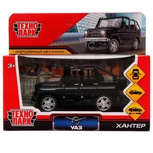 Машина металл UAZ HUNTER длина 11,5 см, двери, багаж, инерц, черный, кор. Технопарк HUNTERBCH-12-BK