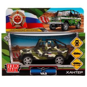 Машина металл UAZ HUNTER beach ВОЕННЫЙ, 11,5 см, откр дв, багаж., ин., кор. Технопарк HUNTERBCH-12MIL-GN