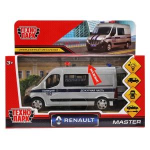 Машина металл свет-звук RENAULT MASTER ПОЛИЦИЯ 14 см, двер, серебрист, кор. Технопарк MASTER-14SLPOL-SR