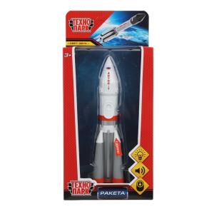 Модель металл свет-звук ракета высота 18 см, люк, бело-серый, кор. Технопарк ROCKET-18SL-WHGY