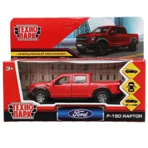 Машина металл FORD F150 RAPTOR 12 см, двери, багаж, инерц, красный, кор. Технопарк F150RAP-12-RD