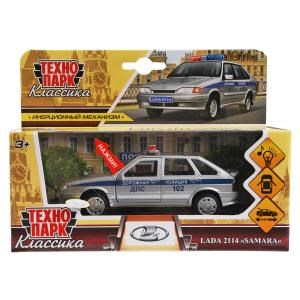 Машина металл свет-звук LADA-2114 "SAMARA" ПОЛИЦИЯ 12 см, двери, багаж, кор. Технопарк 2114-12SLPOL-SR