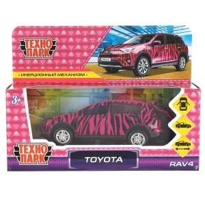 Машина металл TOYOTA RAV4 ДЛЯ ДЕВОЧЕК длина 12 см, двери, багаж, инерц, кор. Технопарк RAV4-12GRL-COW