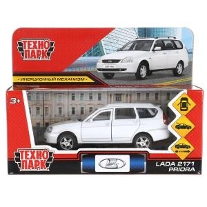 Машина металл "lada priora" длина 12 см, откр дв, багаж, инерц, белый, в кор. Технопарк PRIORAWAG-12-WH