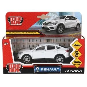 Машина металл RENAULT 12 см, откр дв, багаж, инерц, белый, в кор. Технопарк ARKANA-12-WH