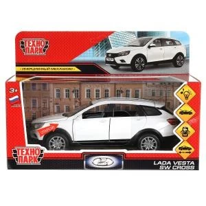 Машина металл свет-звук LADA VESTA SW CROSS 17,5 см, двери, инерц бел, кор. Технопарк VESTASWCR-124SL-WHPRL