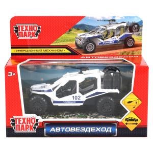 Машина металл автовездеход ПОЛИЦИЯ 12 см, пулемет, инерц, белый, в кор. Технопарк CHAB-12POL-ARMWH