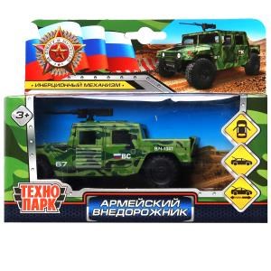 Машина металл АРМЕЙСКИЙ ВНЕДОРОЖНИК ПИКАП 12 см, двери, багажн, камуф, кор. Технопарк HUMVEPICKUP-12MIL-GN
