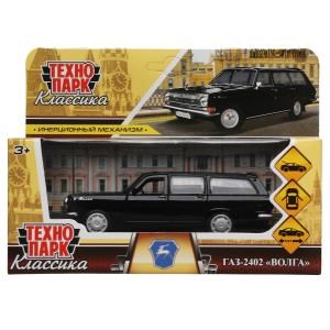Машина металл Группа ГАЗ ГАЗ-2402 "ВОЛГА" 12 см, двери, багаж, черная, кор. Технопарк 2402-12-BK