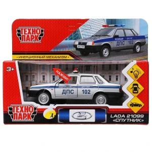 Машина металл свет-звук LADA-21099 "СПУТНИК" ПОЛИЦИЯ 12 см, двери, кор. Технопарк 21099-12SLPOL-SR