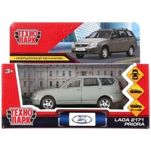 Машина металл LADA PRIORA длина 12 см, двери, багаж, инерц, бежевый, в кор. Технопарк PRIORAWAG-12-BN