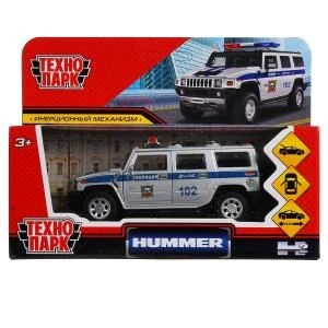 Машина металл HUMMER "hummer H2 полиц"дл12 см,откр дв,баг,инерц,сереб,в кор Технопарк HUM2-12POL-SR
