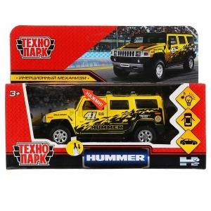 Машина металл свет-звук HUMMER H2 СПОРТ 12 см, двер, баг, инер, желтый, кор. Технопарк HUM2-12SLSRT-YE