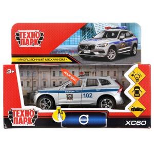 Машина металл свет-звук VOLVO xc60 ПОЛИЦИЯ 12 см, двер, баг, инерц, кор. Технопарк XC60-12SLPOL-SR