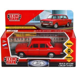 Машина металл ВАЗ-2106 ЖИГУЛИ длина 12 см, двери, багаж, инерц,красный, кор. Технопарк 2106-12-RD