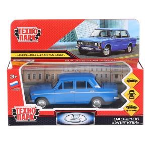 Машина металл ВАЗ-2106 ЖИГУЛИ длина 12 см, двери, багаж, инерц, СИНИЙ, кор. Технопарк 2106-12-BU