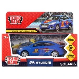 Машина металл HYUNDAI SOLARIS СПОРТ 12 см, двер, багаж, инерц,синий, кор. Технопарк SOLARIS2-12SRT-BU