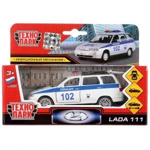 Машина металл LADA 111 ПОЛИЦИЯ, 12 см, дв., багаж., инерц., кор. Технопарк SB-16-67-P(W)-WB