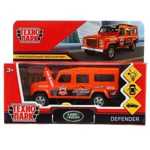 Машина металл свет-звук LAND ROVER СПОРТ 12 см, двери, багаж, ин,оранж ,кор. Технопарк DEFENDER-12SLSRT-OG