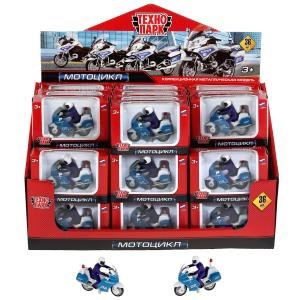 Модель металл МОТОЦИКЛ с фигуркой ПОЛИЦИЯ, 7 см, в ассорт. кор. Технопарк SB-16-02-MO(P)-CDU