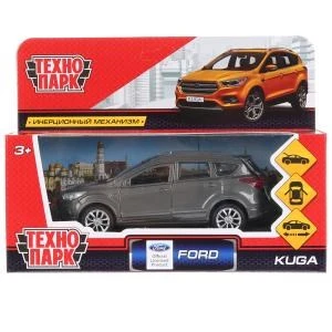 Машина металл FORD KUGA длина 12 см, двери, багаж, инерц, серый, кор. Технопарк KUGA-GY