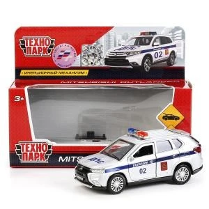 Машина металл MITSUBISHI OUTLANDER полиция" дл 12 см, отк дв, баг, в кор Технопарк OUTLANDER-POLICE