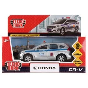 Машина металл HONDA CR-V ПОЛИЦИЯ 12 см, двери, багаж, инерц, сер в кор. Технопарк CR-V-P