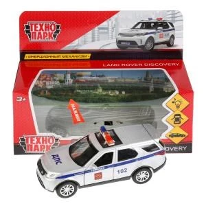 Машина металл свет-звук LAND ROVER DISCOVERY ПОЛИЦИЯ 12 см, дв,баг, ин, кор. Технопарк DISCOVERY-P-SL