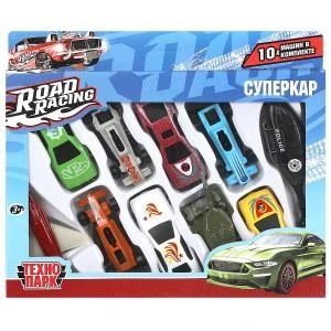 Машина металл ROAD RACING набор СУПЕРКАР 7,5 см, 10 шт,в ассорт, кор. Технопарк RR-SET-0064870-R