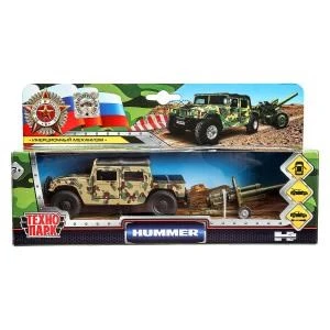 Машина металл HUMMER h1 вс ПИКАП, 11 см, дв., баг., инер.+пушка, кор Технопарк SB-18-09-H1+CANNON-WB (24)