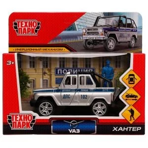 Машина металл UAZ HUNTER ПОЛИЦИЯ 11,5 см, двери, баг, ин, фигурка, асс, кор. Технопарк HUNTERBCH-12POL-SOLSR