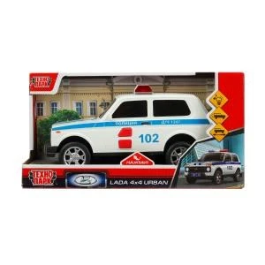 Машина пластик свет-звук LADA 4x4 URBAN ПОЛИЦИЯ 19,5 см, 2 кноп, инер, кор. Технопарк URBANBLACK-20PLPOL-WH (36)