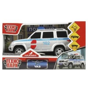 Машина пластик свет-звук UAZ ПАТРИОТ ПОЛИЦИЯ 15,5 см, 2 кн, инер, сереб, кор Технопарк PATRIOTBLACK-15PLPOL-SL