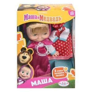 Кукла Маша и Медведь маша 25см, озвуч, платье в горошек, кор КАРАПУЗ 83030XD25