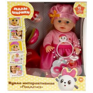 Кукла озвуч МАЛЫШАРИКИ Пандочка 40см,  пьет, пис, плачет, 15 песен, 6 акс КАРАПУЗ Y40SBB-PANDA