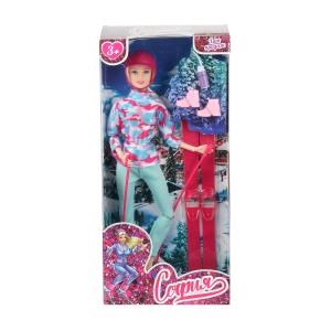 Кукла 29см София, лыжи, акс., руки и ноги сгиб., кор. КАРАПУЗ SSET2-S-JP