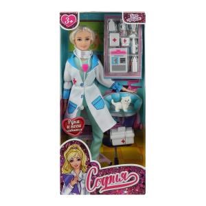 Кукла 29см София ветеринар, питомец, акс., руки и ноги сгиб., кор. КАРАПУЗ JD-PET1-S-JP