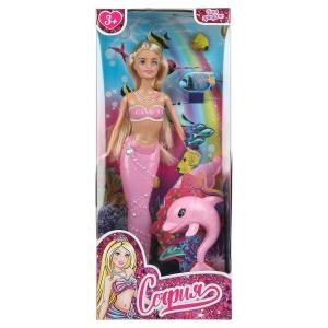 Кукла 29см русалка с пластиковым хвостом, дельфин, кор КАРАПУЗ 66001M-PL3-S-BB-WOD